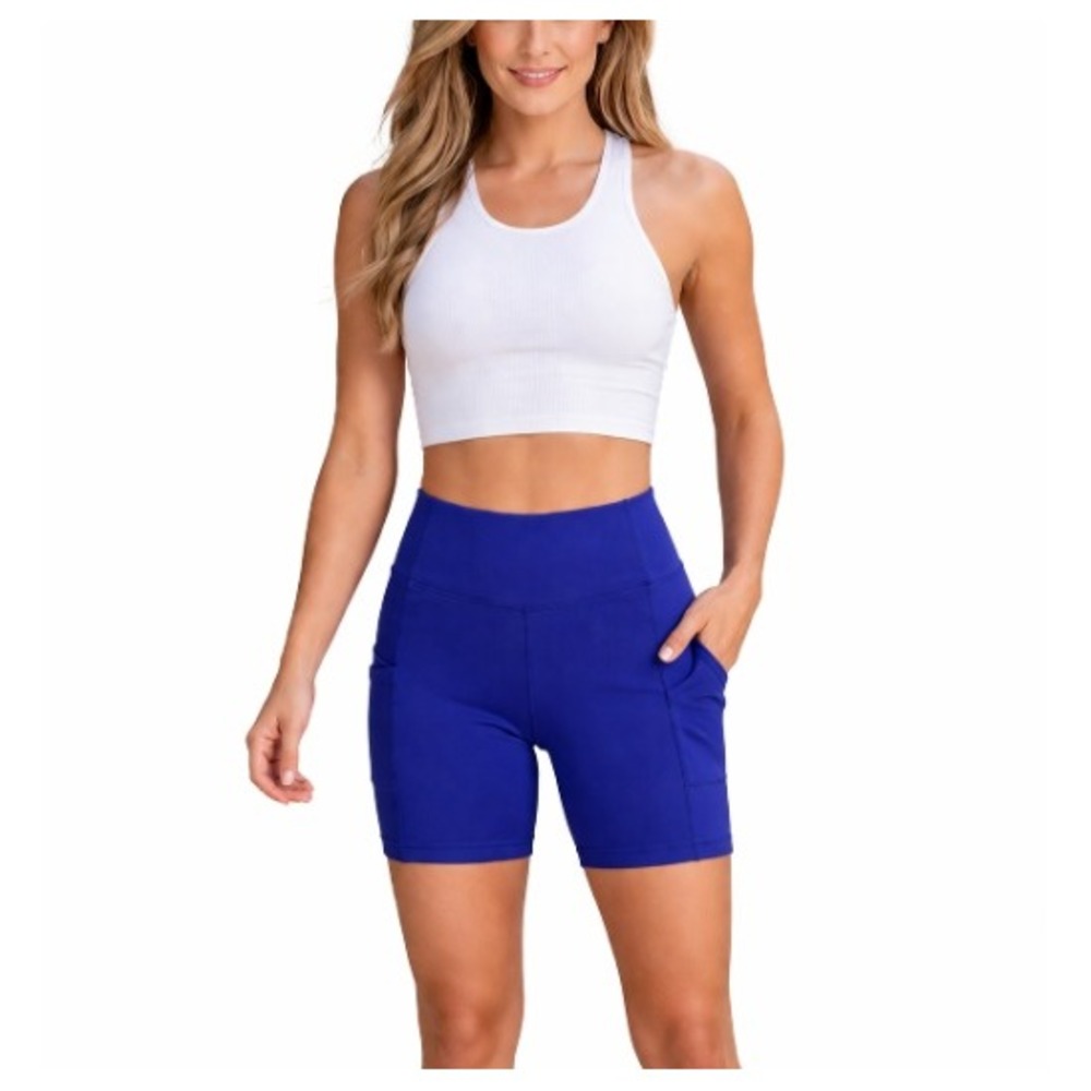 Baleaf Women's Earth Blue High Waisted 8" Compression Biker Shorts Size‎ XL NWT